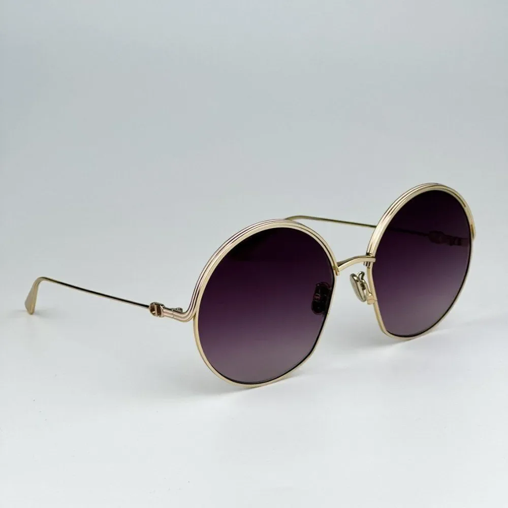 NEW Dior EVERDIOR R1U B0D1 Gold Gradient Bordeaux Unisex Metal Round Sunglasses